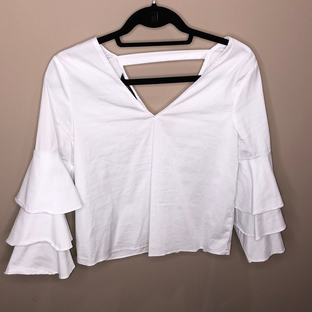 Zara Basic V Cut Ruffle Top